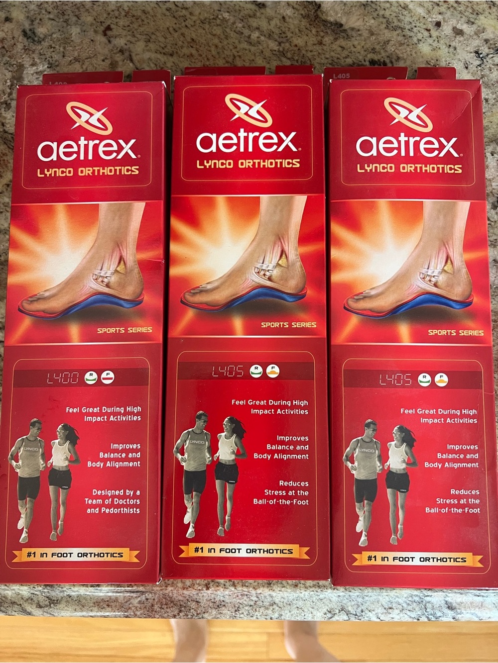 Aetrex Sports Insoles in Red and Blue all sizes